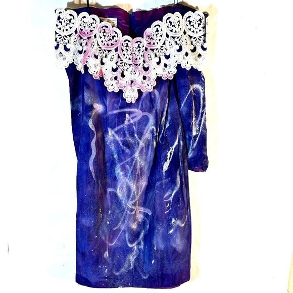 Jessica McClintock "Emily in Paris" Purple Lace Size 5  Gothic Prom Dress drip - Picture 1 of 7